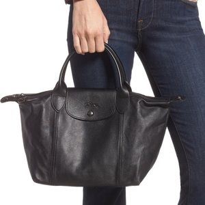Longchamp Le Pliage Cuir Leather (Black)